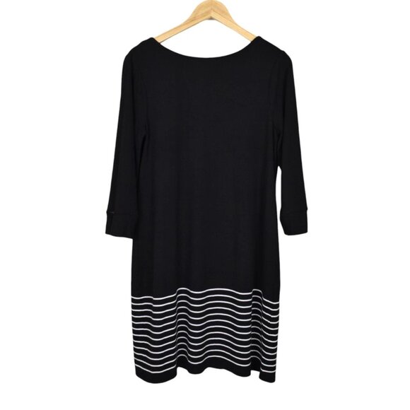 WHITE HOUSE BLACK MARKET STRIPED HEM KNIT 3/4 SLEEVE SHIFT DRESS - Picture 4 of 11